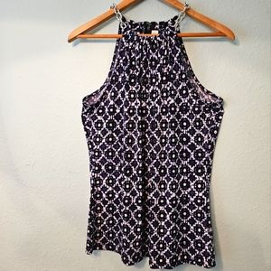 MICHAEL Michael Kors Navy Print Halter Top (New)